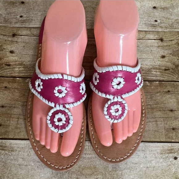 JACK ROGERS PREPPY CLASSIC CASUAL LEATHER THONG SANDALS SIZE 10M - Picture 1 of 4